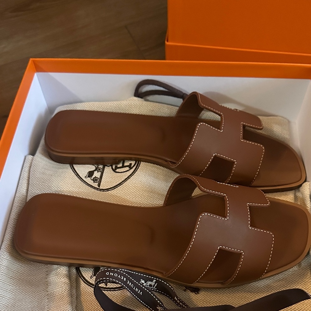 Hermès Oran Sandals – Brown Leather | Size 38 | Full Set | BNIB - Picture 6 of 12